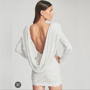 Retrofete Mertzi Sequin Mini Bodycon Dress in Silver White